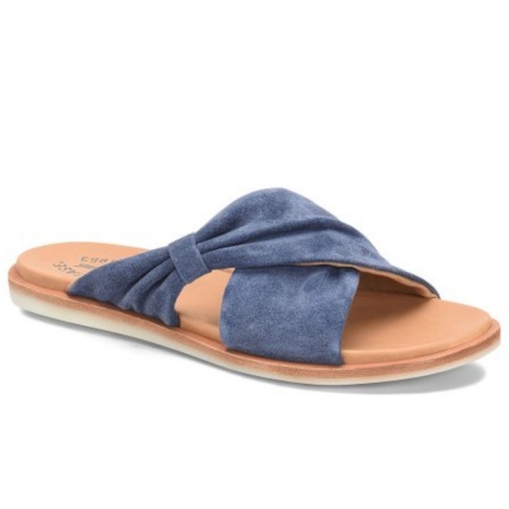 Kork-Ease Zel Suede Sandals Slides Open Toe Slip On Blue Leather 9